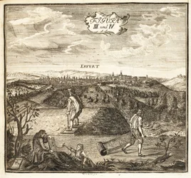 Tuinmannen die de grond voorbereiden voor het zaaien, pub. Erfurt in Thüringen, 1753-55